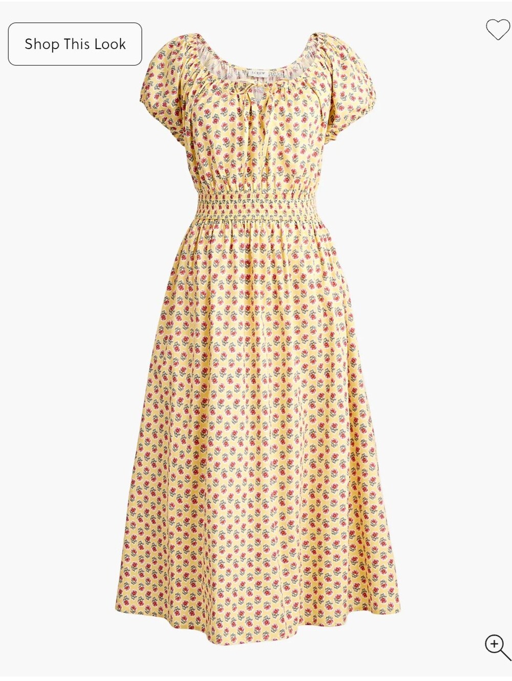 NWT J. Crew Factory Floral Yellow Smocked-Waist Midi Dress, XS